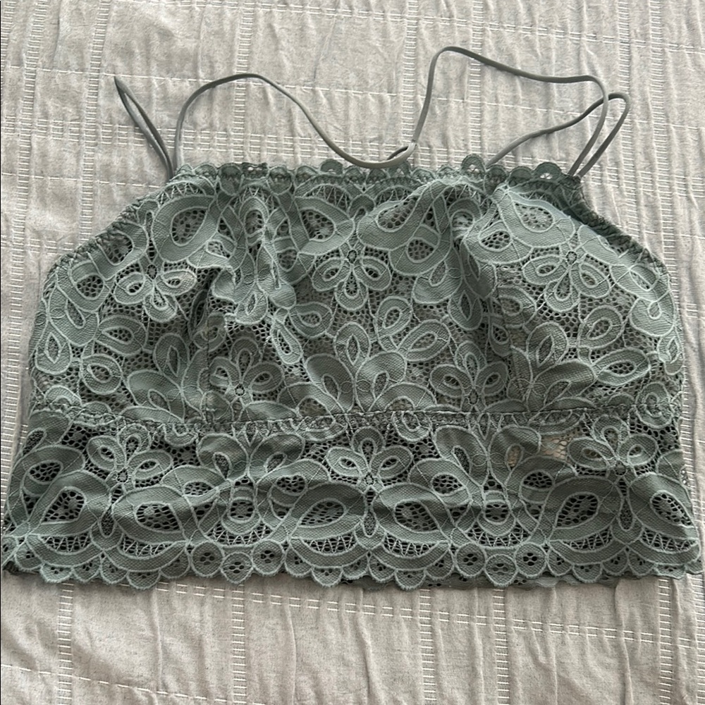 Gilly Hicks Green Lace Crop Camisole